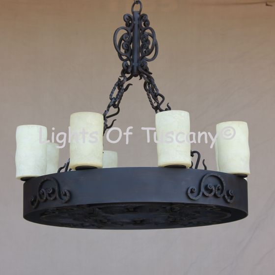 Tuscan Gothic Chandelier -hanging-Hand-Forged Wrought Iron