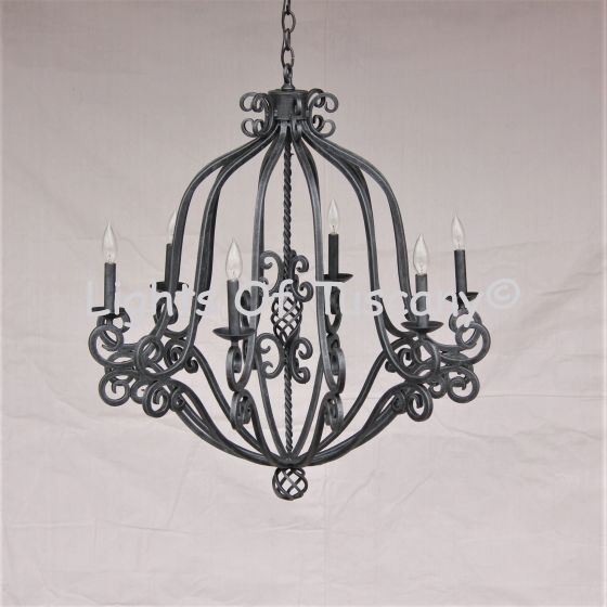 1333-8  Spanish Tuscan Style Wrought Iron Chandelier