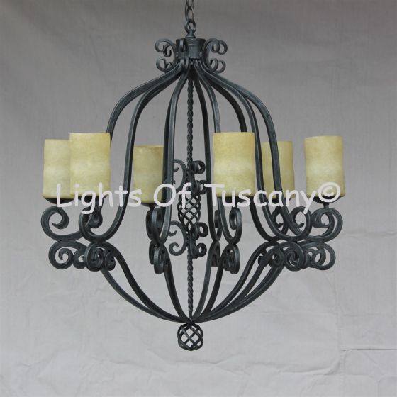 1334-8 Spanish Tuscan Style Wrought Iron Chandelier