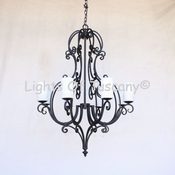Country Italian Style Chandelier, Wrought Iron Chandelier, Tuscan Chandelier, Spanish Chandelier, Entryway Chandelier,  Dining Room Chandelier, LED chandelier, Scroll Chandelier, Transitional Chandelier