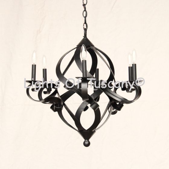1428-6 Contemporary Spiral Style Iron Chandelier