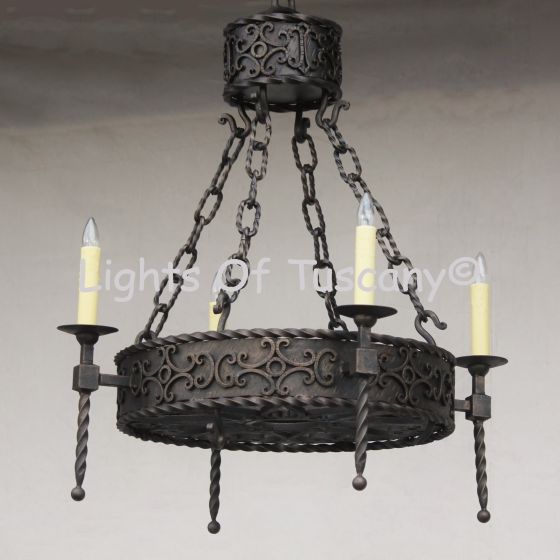 Spanish Style Wrought Iron Chandelier