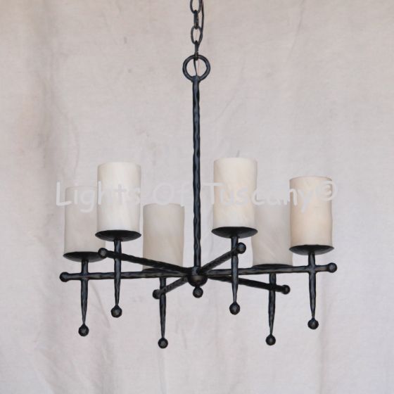 1456-6GL Wrought Iron Rustic Country Italian Style Chandelier