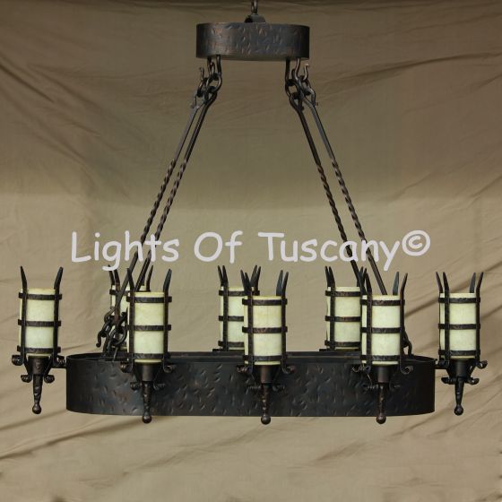 Tuscan-Medieval-Castel Chandelier-Hand Forged-Wrought Iron