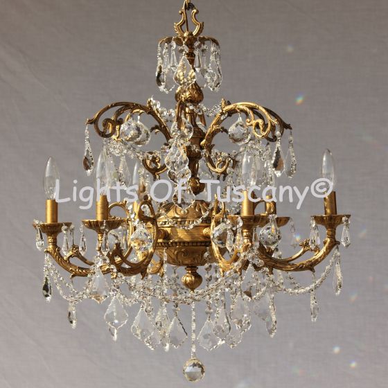 Solid brass candelabra crystal chandelier Italian 
