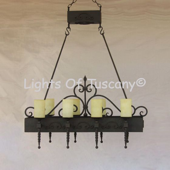Tuscan wrought Iron Island chandelier