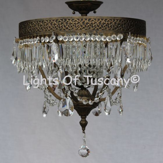 Solid brass candelabra crystal Flush Mount