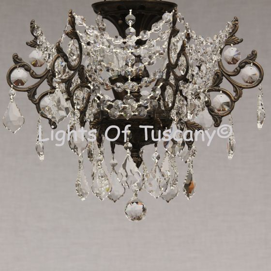 Solid brass candelabra crystal Flush Mount