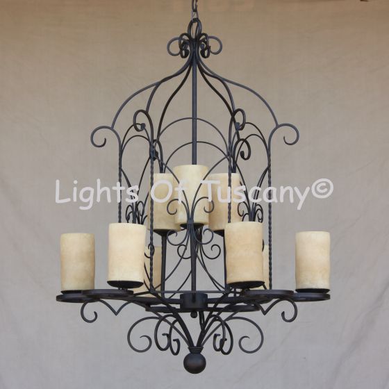 Country Italian-Gothic-Tuscan Chandelier-Hand Forged-Wrought Iron