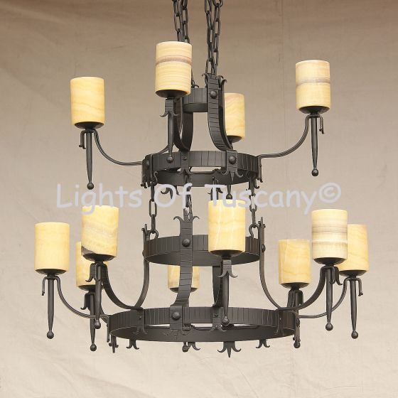 1625-12 Spanish Style Wrought Iron Chandelier