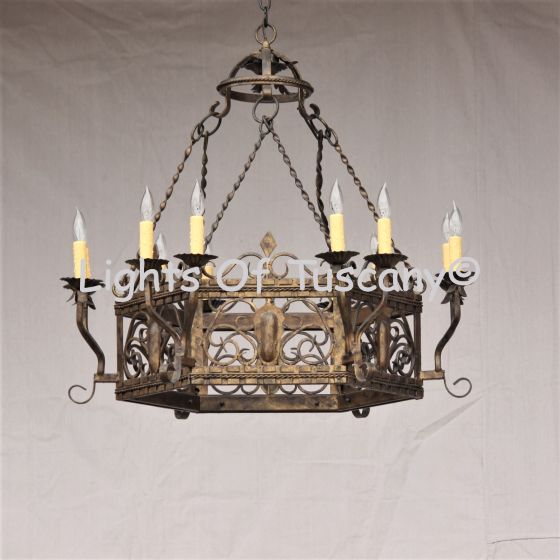 Rustic Gothic Spanish Tuscan Vintage Antique Chandelier