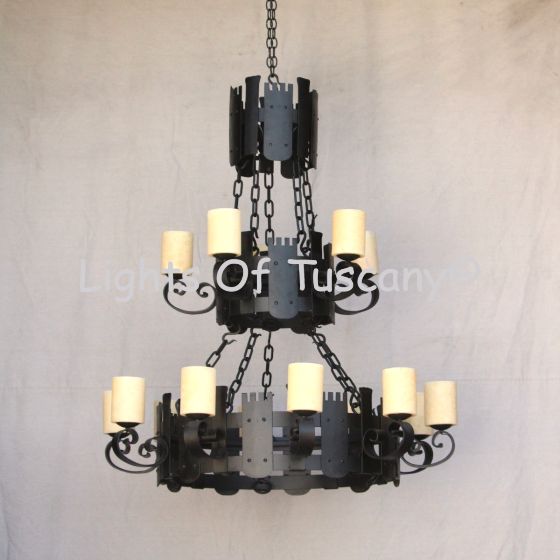 1723-15 Wrought Iron Castle Gothic Style Chandelier