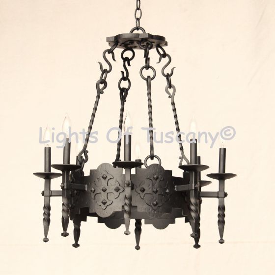 19th century style chandelier, gothic chandelier, gothic revival chandelier, Spanish gothic chandelier, iron gothic style chandelier, iron chandelier, vintage chandelier