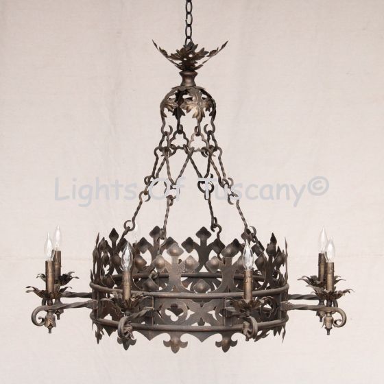 1738-6 Wrought Iron Antique Style Chandelier 