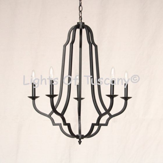 1960-5 Wrought Iron Contemporary Style Chandelier