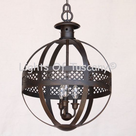 2001-3 Transitional Style Wrought Iron Sphere Chandelier 