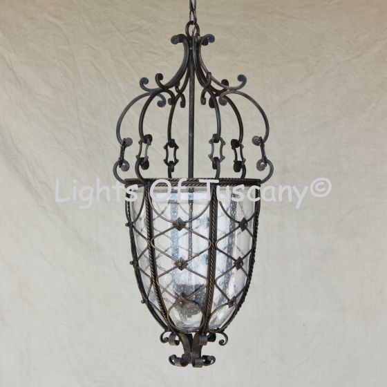 Hand forged wrought iron Spanish Revival / Mediterranean style hanging pendant light