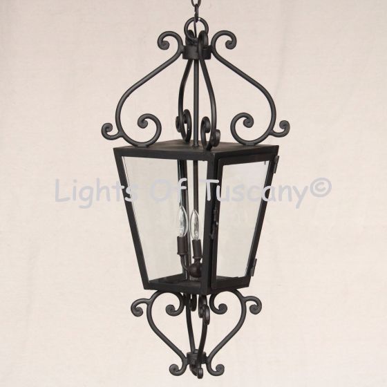 2022-4 Wrought Iron Italian Tuscan Style Hanging Lantern