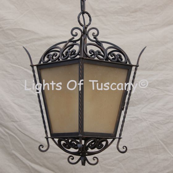pendant-lighting-hanging-Hand-Forged Wrought Iron/ Spanish Revival lantern