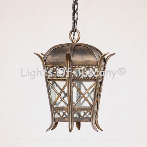 2038-1 Wrought Iron Italian Tuscan Mediterranean Style Hanging Lantern
