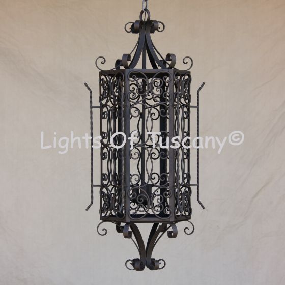 pendant-lighting-hanging-Hand-Forged Wrought Iron/ Spanish Revival lantern