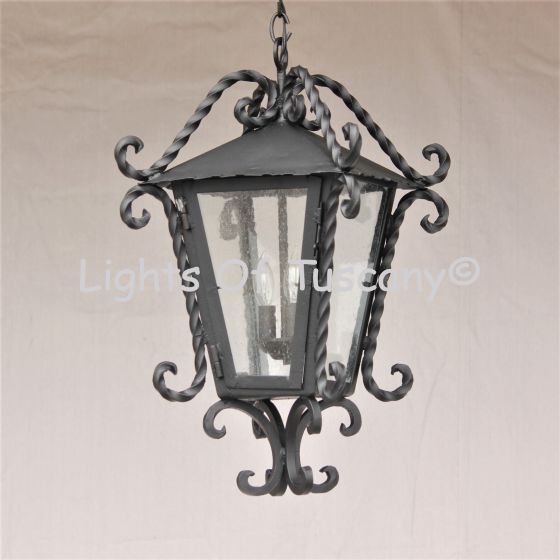 Spanish Style Hanging Lantern Outdoor Entry Way Wrought Iron Hanging Light