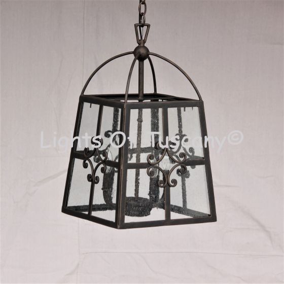 Hanging Tuscan Wrought Iron Lantern Style Rustic Light