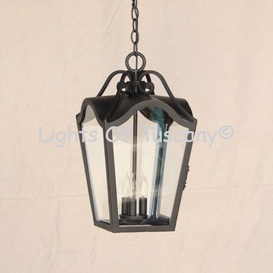 2118-3 Spanish Contemporary Style Wrought Iron Hanging Outdoor Lantern