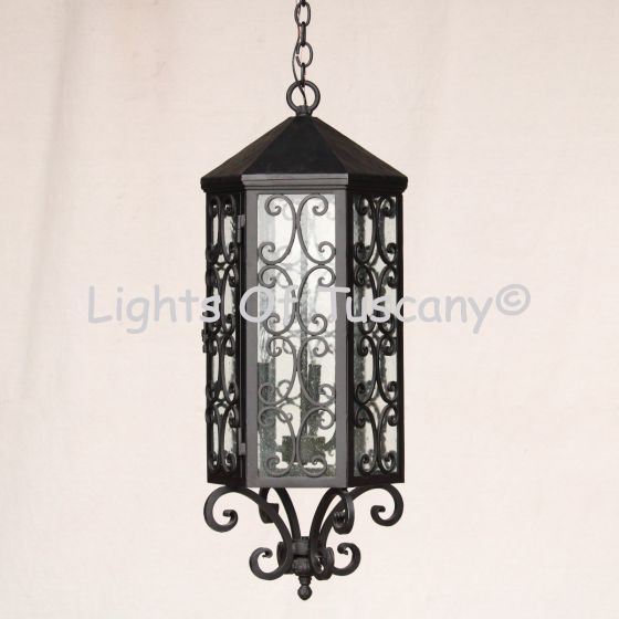 2318-3 Wrought Iron Spanish Style Hanging Lantern