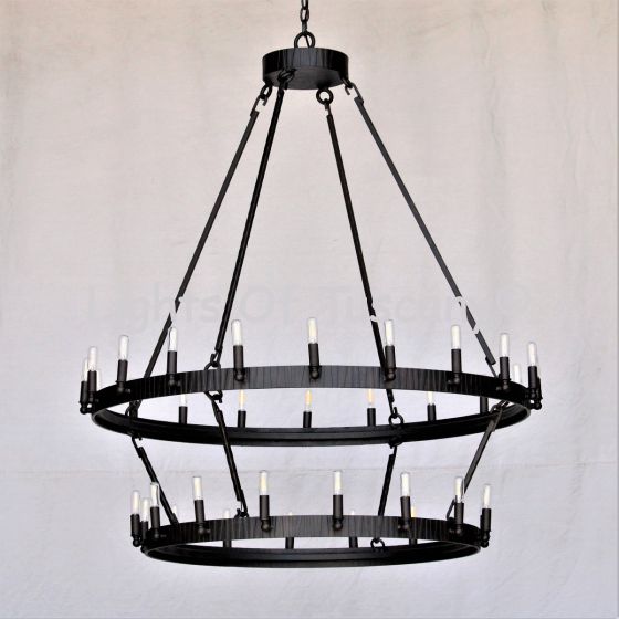 Wrought iron rustic chandelier, farmhouse chandelier, 2 tier inverted chandelier, contemporary rustic chandelier, wagon wheel chandelier, commercial grade lighting, LED chandelier, inverted chandelier, 