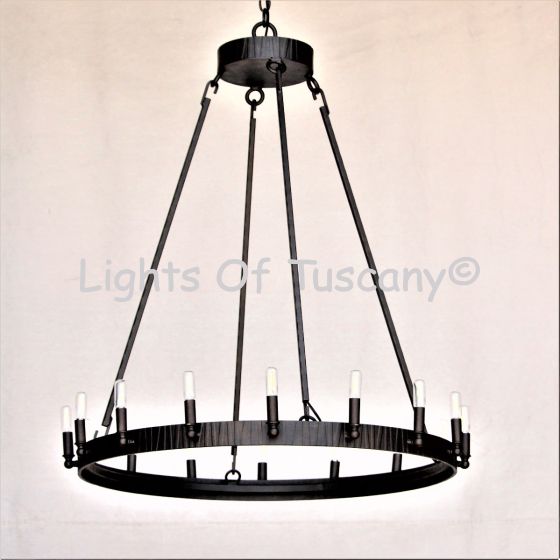 2397-16LG  Contemporary Wrought Iron Wagon Wheel Chandelier