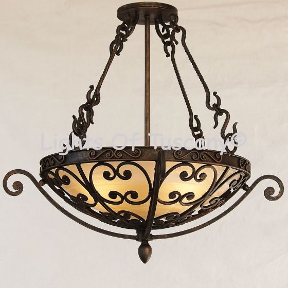 2404-3 Mediterranean/Tuscan Style Iron Hanging Bowl Pendant Light