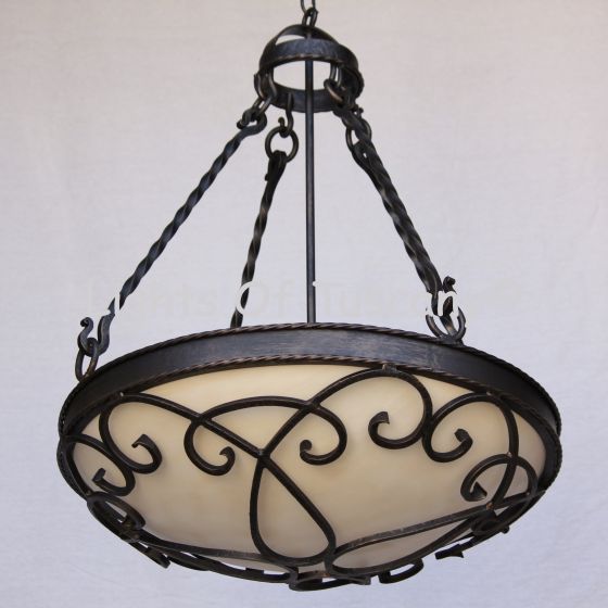 Transitional Spanish style hanging pendant bowl