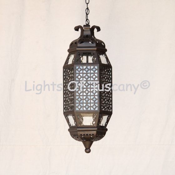 2523-3 Moroccan Style Wrought Iron Hanging Pendant Lantern