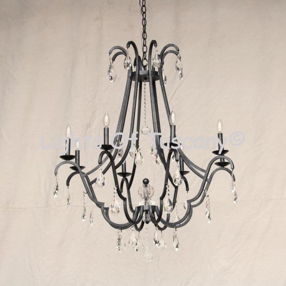 Crystal Chandelier, Wrought Iron Crystal Chandelier