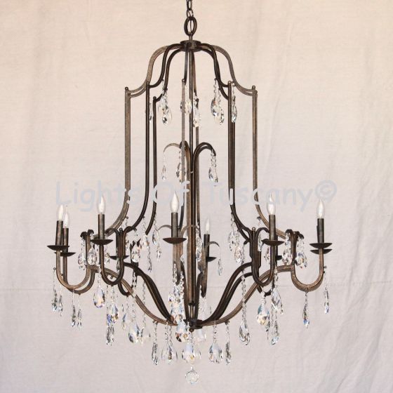 3546-10 Tuscan Style Wrought Iron Crystal Chandelier