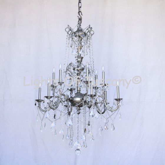 3705-12 European Cast Brass Crystal Chandelier