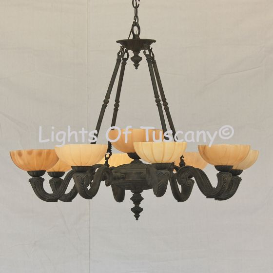 Alabaster-Old World European Solid Brass Casting Chandelier