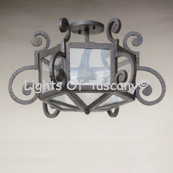 4502-2 Rustic Tuscan / Mediterranean Style Iron Semi-Flush Ceiling Light