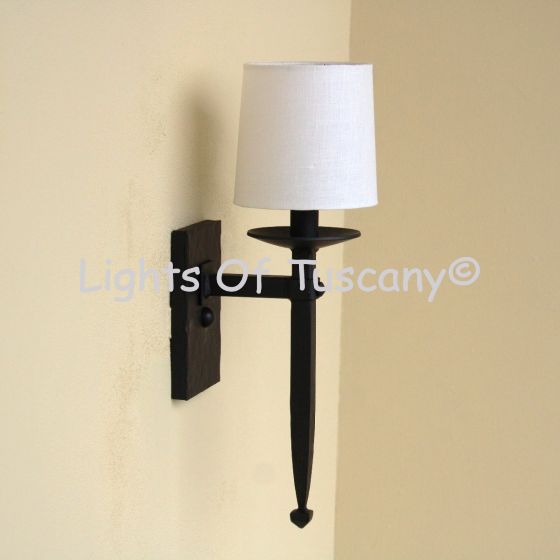 5017-1SHD  Spanish Style Iron Wall Sconce with Shade