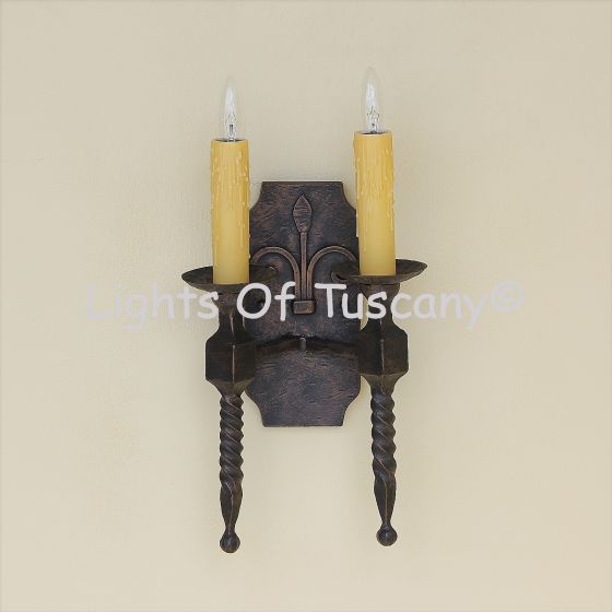 5028-2 Spanish Revival Style Double Light Iron Wall Sconce