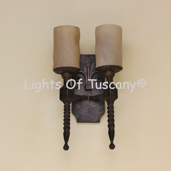 5029-2 Spanish Revival Style Double Light Iron Wall Sconce