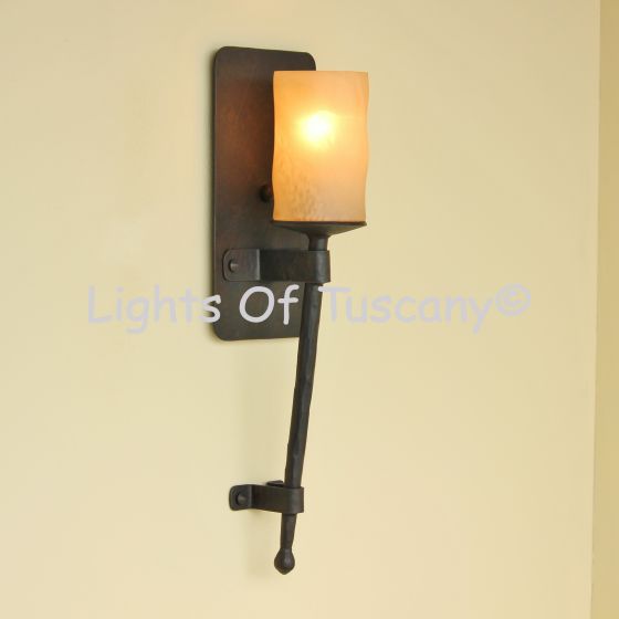 Contemporary Spanish Style Torch Wall Sconce Light  Wrought Iron Mediterranean Modern