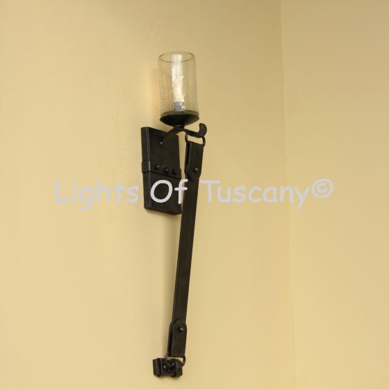 Contemporary wrought iron wall sconce light