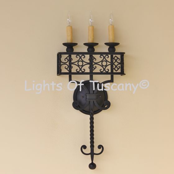 5068-3 Tuscan/Italian Country Style Wrought Iron Wall Sconce