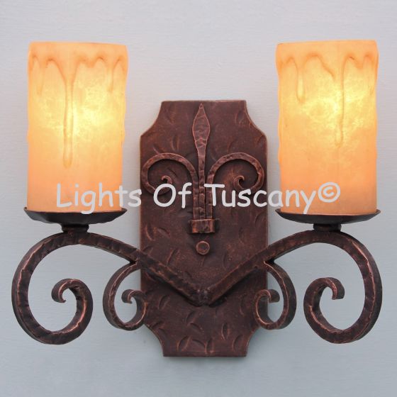 5115-2 Rustic Spanish Style Iron Double Wall Light 
