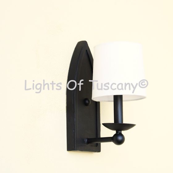 5174-1SHD Transitional Style Wrought Iron Wall Sconce with Linen Shade