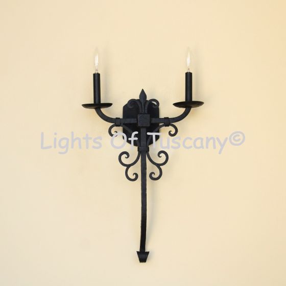 5194-2LG Tuscan / Spanish Rustic Style Iron Double Light Wall Sconce