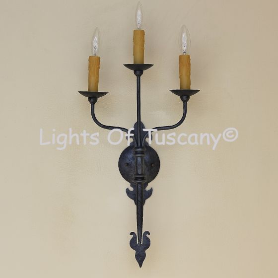 5266-3 Rustic Spanish Style Wrought Iron Wall Sconce