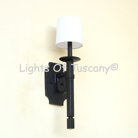5271-1SHD Contemporary Style Wrought Iron Wall Sconce Light with Linen Shade
